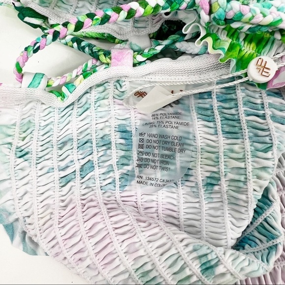 NWT NEW PQ Flamingo Off Shoulder Smocked Bikini Top Size Large L - Picture 7 of 8